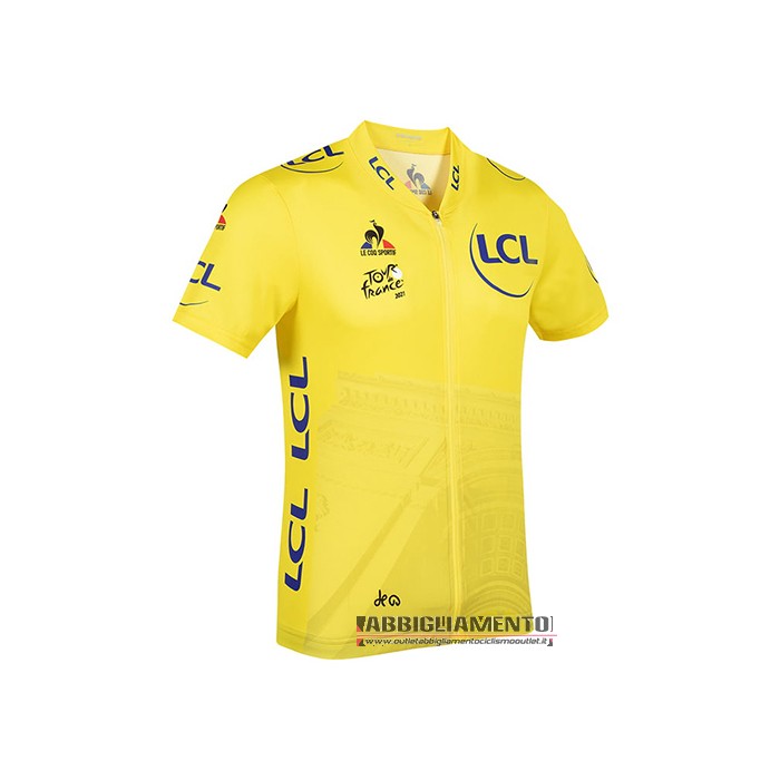 Abbigliamento Tour de France 2021 Manica Corta e Pantaloncino Con Bretelle Giallo - Clicca l'immagine per chiudere